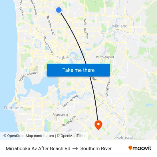Mirrabooka Av After Beach Rd to Southern River map
