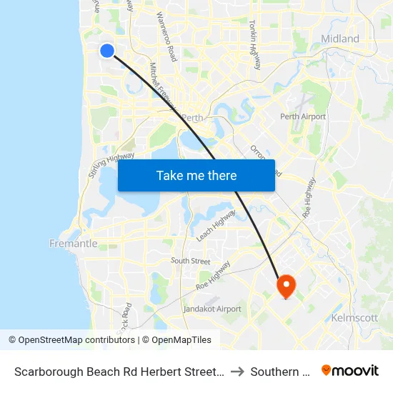 Scarborough Beach Rd Herbert Street Cat Id 27 to Southern River map