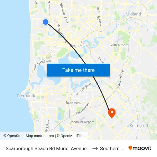 Scarborough Beach Rd Muriel Avenue Cat Id 32 to Southern River map