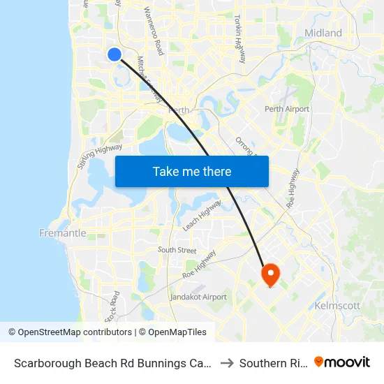 Scarborough Beach Rd Bunnings Cat Id 34 to Southern River map