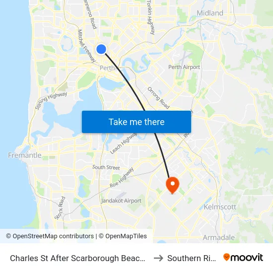 Charles St After Scarborough Beach Rd to Southern River map