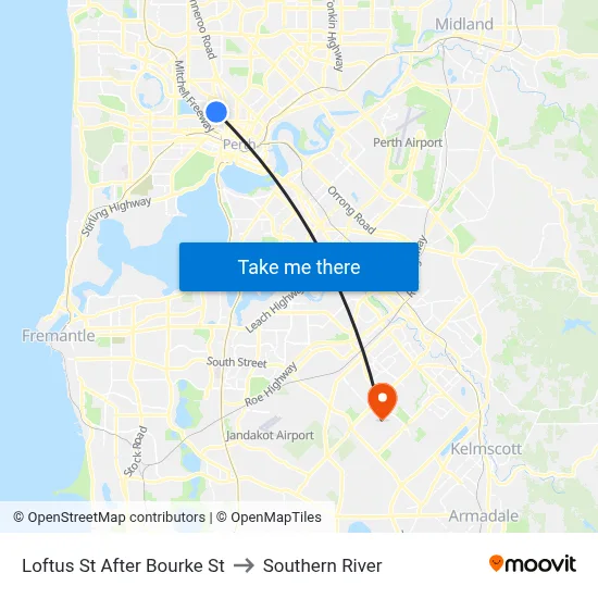 Loftus St After Bourke St to Southern River map