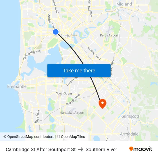 Cambridge St After Southport St to Southern River map