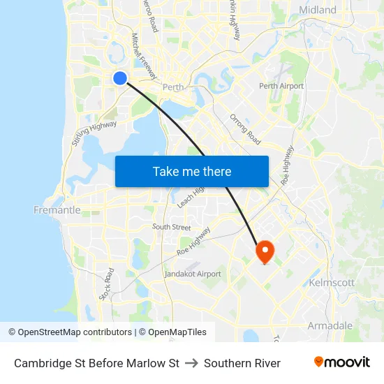 Cambridge St Before Marlow St to Southern River map