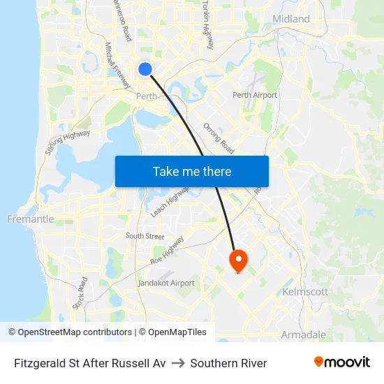 Fitzgerald St After Russell Av to Southern River map
