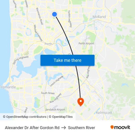 Alexander Dr After Gordon Rd to Southern River map