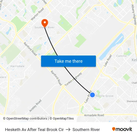 Hesketh Av After Teal Brook Cir to Southern River map