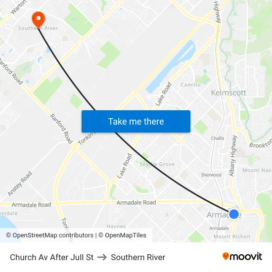 Church Av After Jull St to Southern River map