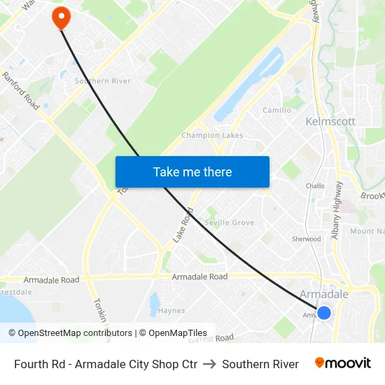 Fourth Rd - Armadale City Shop Ctr to Southern River map