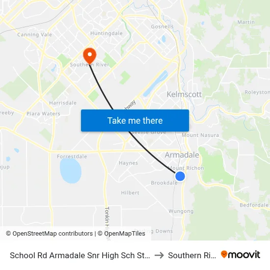 School Rd Armadale Snr High Sch Stand 2 to Southern River map