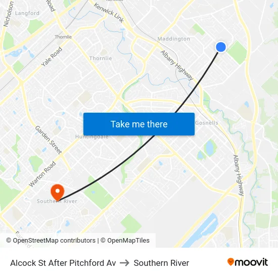 Alcock St After Pitchford Av to Southern River map