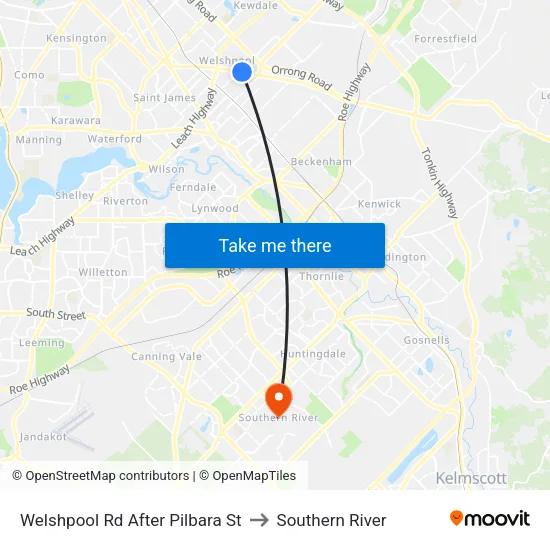 Welshpool Rd After Pilbara St to Southern River map