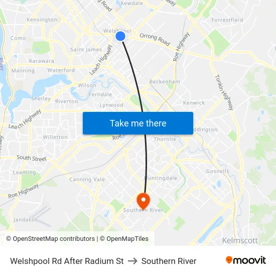 Welshpool Rd After Radium St to Southern River map