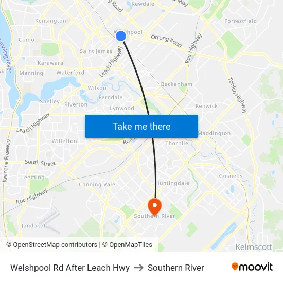 Welshpool Rd After Leach Hwy to Southern River map
