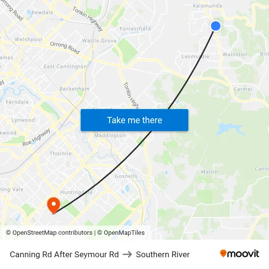 Canning Rd After Seymour Rd to Southern River map