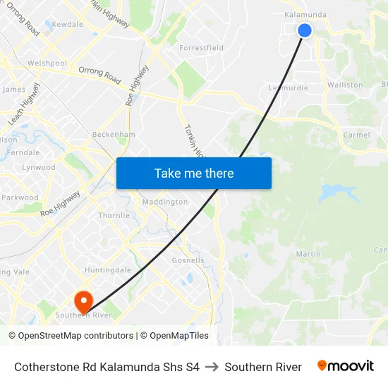 Cotherstone Rd Kalamunda Shs S4 to Southern River map