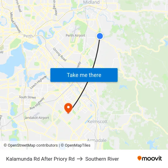 Kalamunda Rd After Priory Rd to Southern River map