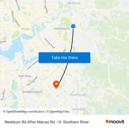 Newburn Rd After Macao Rd to Southern River map