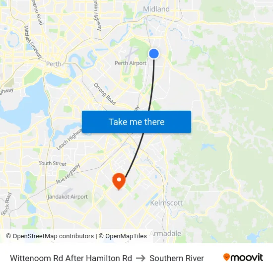 Wittenoom Rd After Hamilton Rd to Southern River map