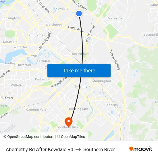 Abernethy Rd After Kewdale Rd to Southern River map