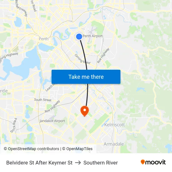 Belvidere St After Keymer St to Southern River map