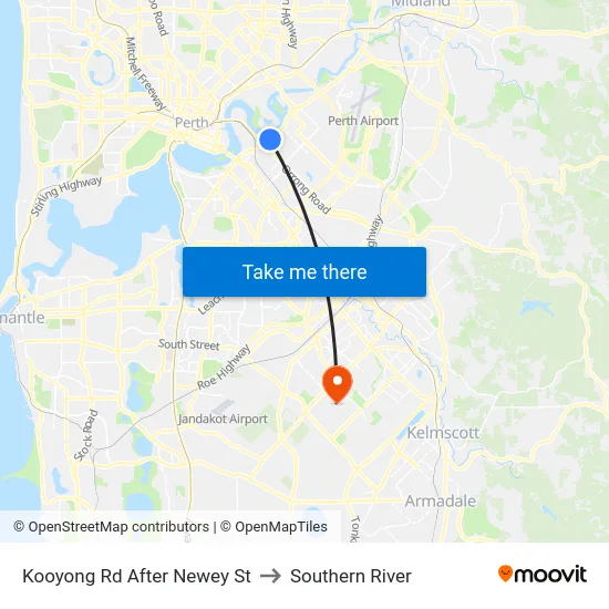 Kooyong Rd After Newey St to Southern River map