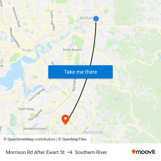 Morrison Rd After Ewart St to Southern River map