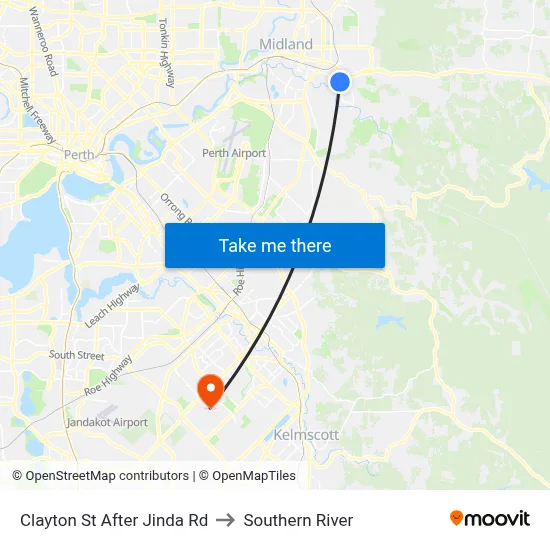 Clayton St After Jinda Rd to Southern River map