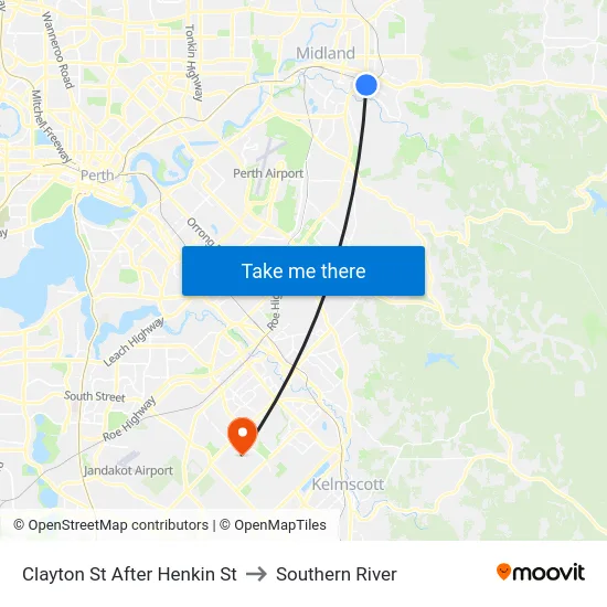 Clayton St After Henkin St to Southern River map