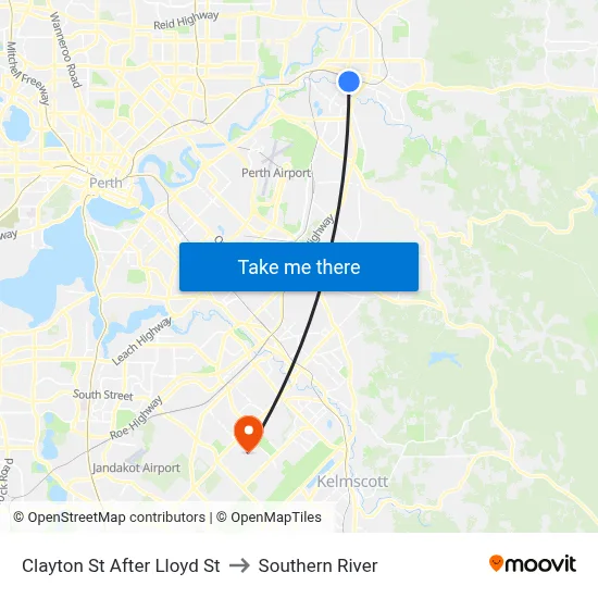Clayton St After Lloyd St to Southern River map