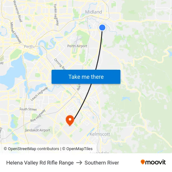 Helena Valley Rd Rifle Range to Southern River map
