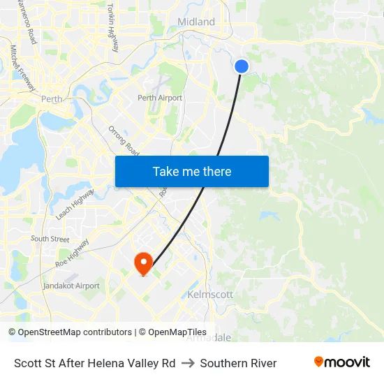 Scott St After Helena Valley Rd to Southern River map