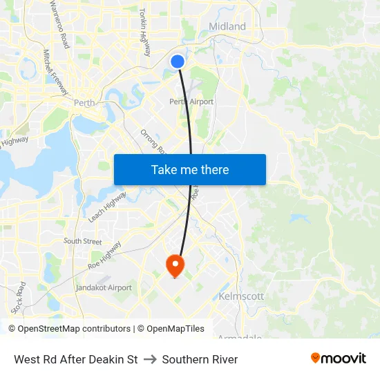 West Rd After Deakin St to Southern River map