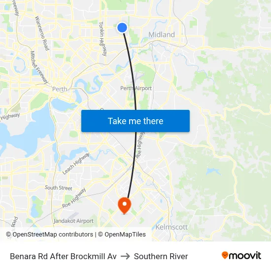 Benara Rd After Brockmill Av to Southern River map