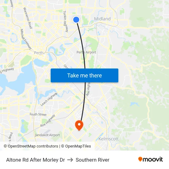 Altone Rd After Morley Dr to Southern River map