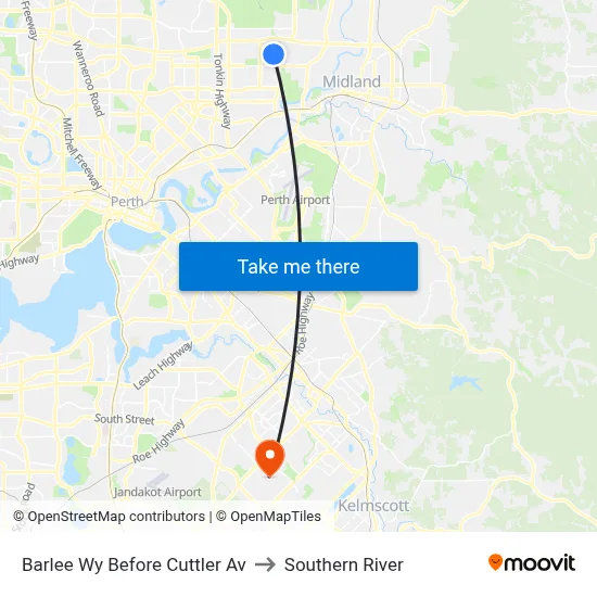 Barlee Wy Before Cuttler Av to Southern River map