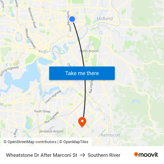 Wheatstone Dr After Marconi St to Southern River map