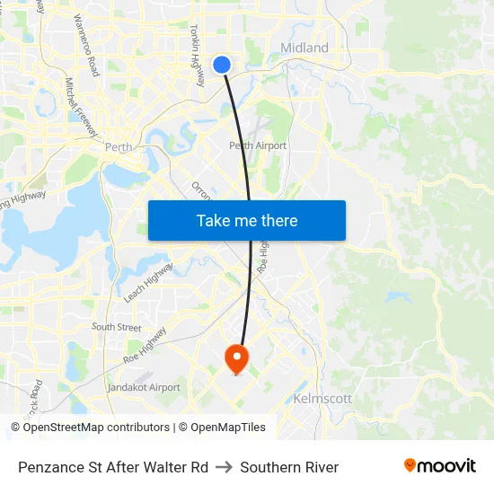 Penzance St After Walter Rd to Southern River map