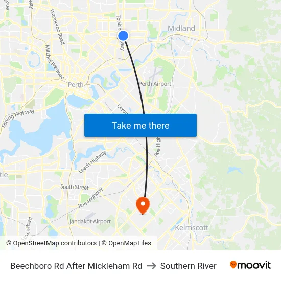 Beechboro Rd After Mickleham Rd to Southern River map