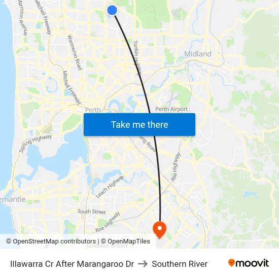 Illawarra Cr After Marangaroo Dr to Southern River map