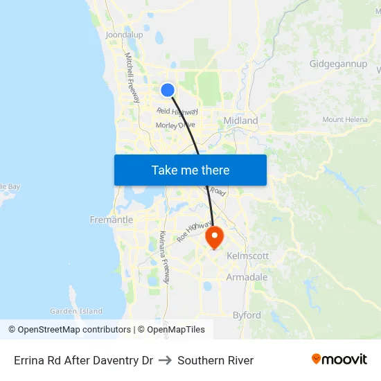 Errina Rd After Daventry Dr to Southern River map