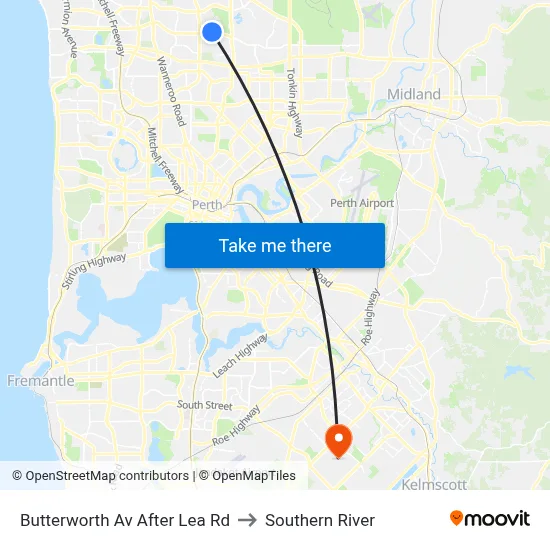 Butterworth Av After Lea Rd to Southern River map