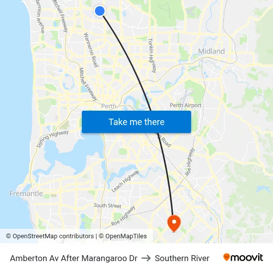 Amberton Av After Marangaroo Dr to Southern River map