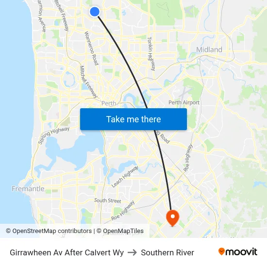 Girrawheen Av After Calvert Wy to Southern River map