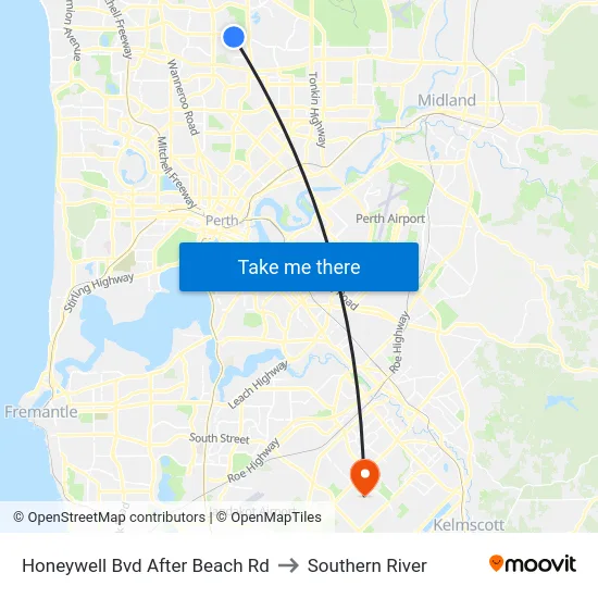 Honeywell Bvd After Beach Rd to Southern River map