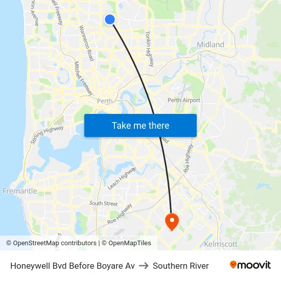 Honeywell Bvd Before Boyare Av to Southern River map