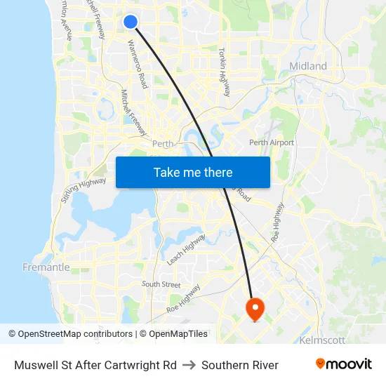 Muswell St After Cartwright Rd to Southern River map