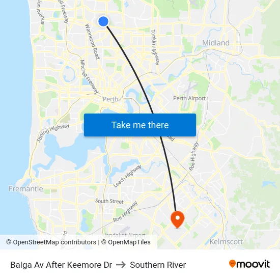 Balga Av After Keemore Dr to Southern River map