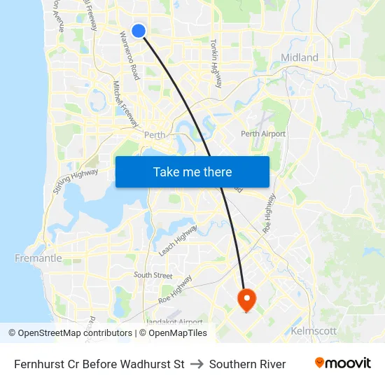 Fernhurst Cr Before Wadhurst St to Southern River map