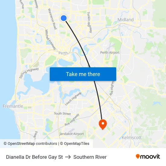 Dianella Dr Before Gay St to Southern River map